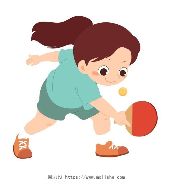 小女孩正努力的练习乒乓球虽然辛苦却开心乒乓球运动健身